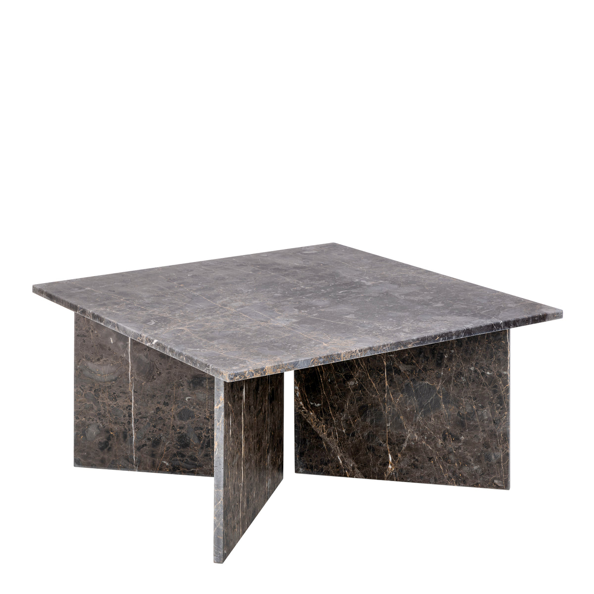 Vega Square Coffee Table with Marron Marble Top 90cm — front view