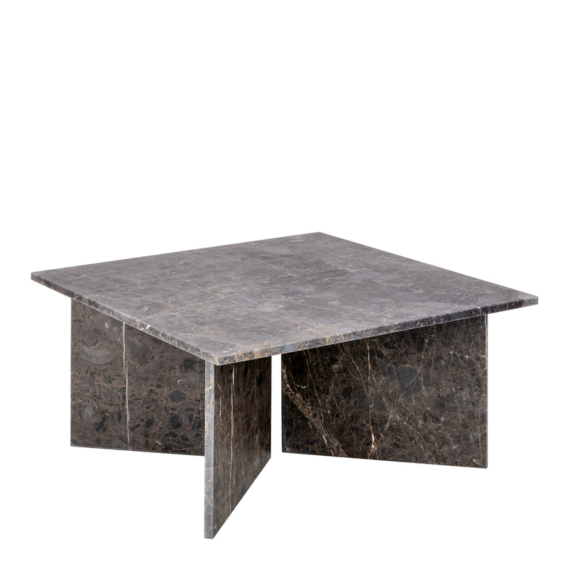 Vega Square Coffee Table with Marron Marble Top 90cm — front view