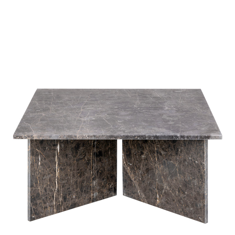 Vega Square Coffee Table with Marron Marble Top 90cm — side angle