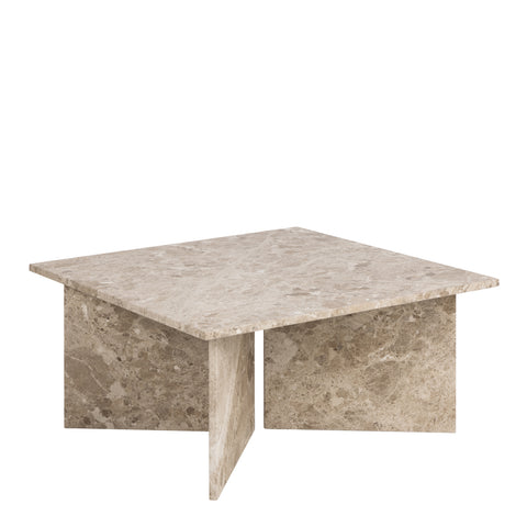 Vega Square Coffee Table with Brown Marble Top 90cm — front view