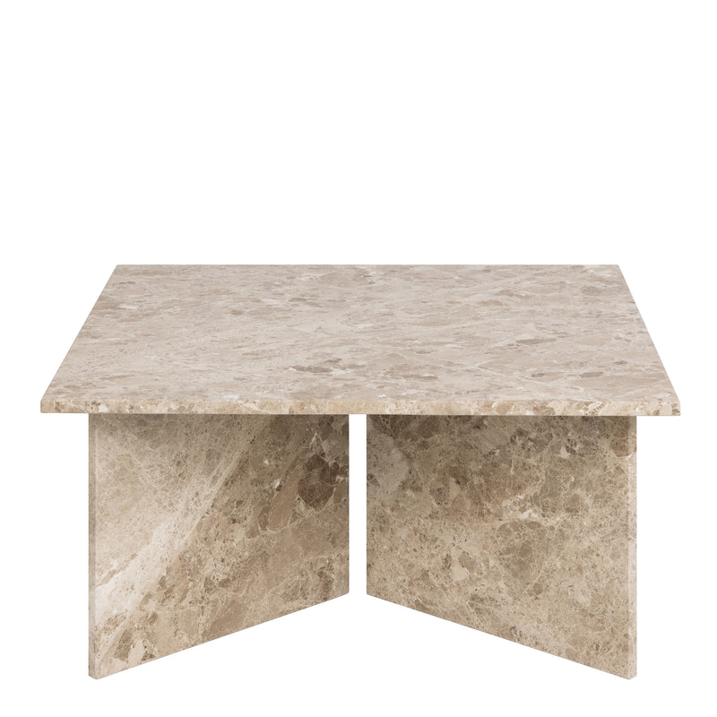 Vega Square Coffee Table with Brown Marble Top 90cm — side angle