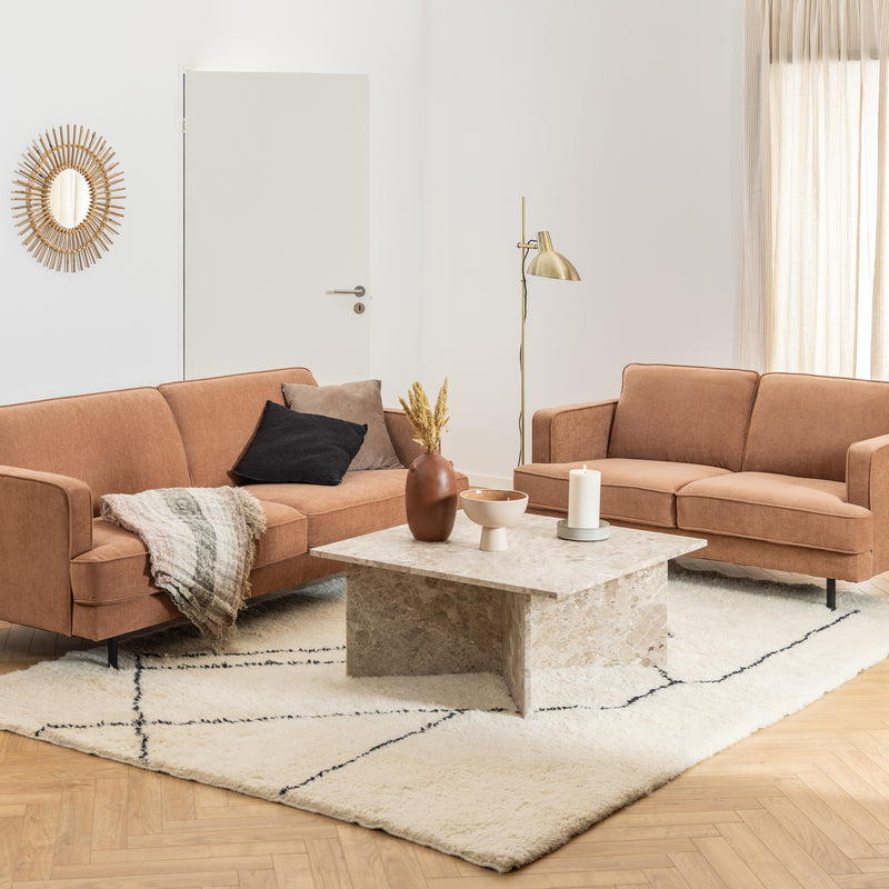 Vega Square Coffee Table with Brown Marble Top 90cm — detail view