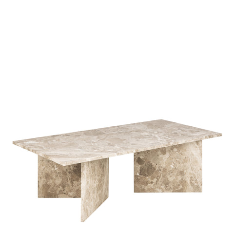 Vega Rectangular Coffee Table with Brown Marble Top 140cm — front view