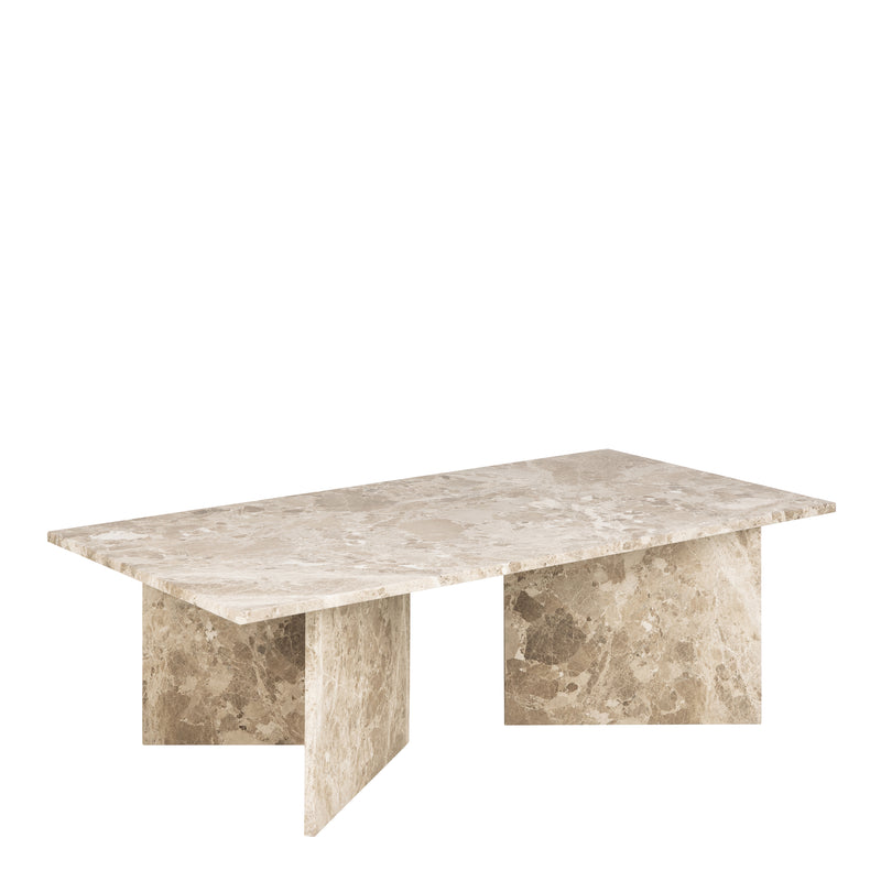 Vega Rectangular Coffee Table with Brown Marble Top 140cm — front view