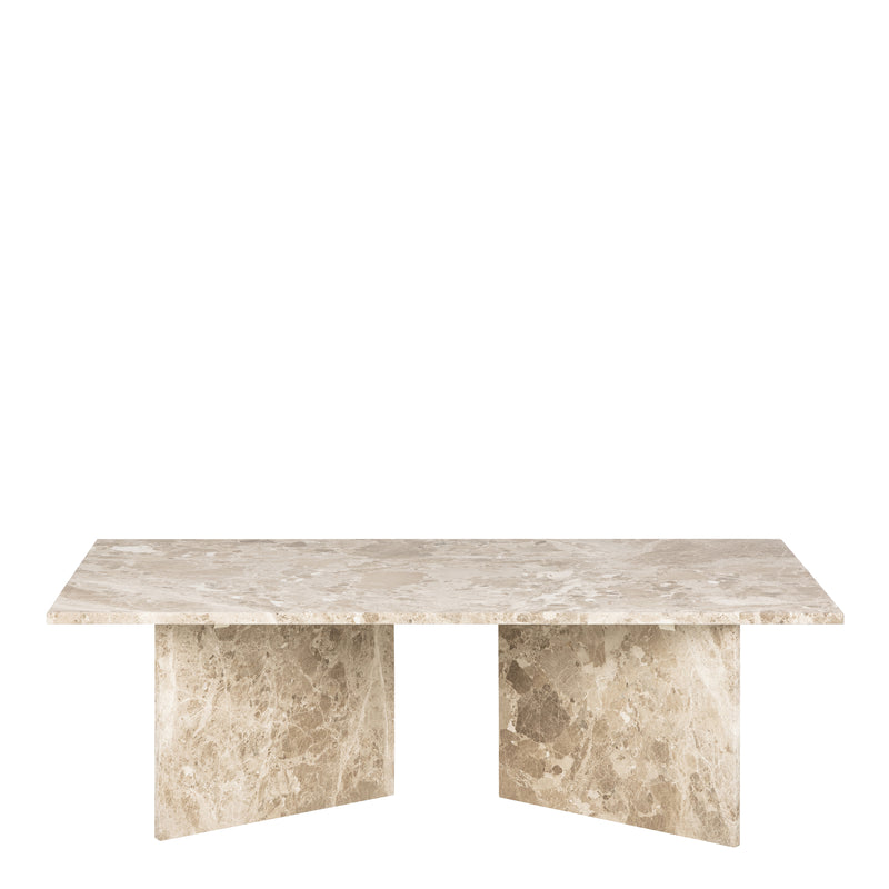 Vega Rectangular Coffee Table with Brown Marble Top 140cm — side angle