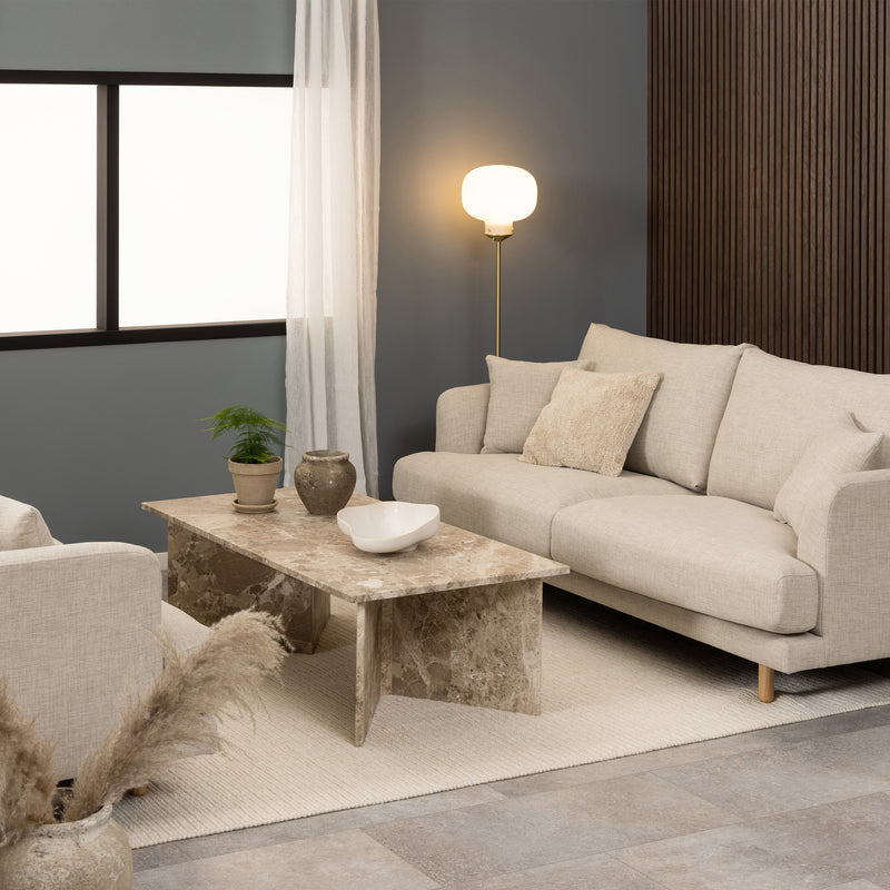 Vega Rectangular Coffee Table with Brown Marble Top 140cm — detail view