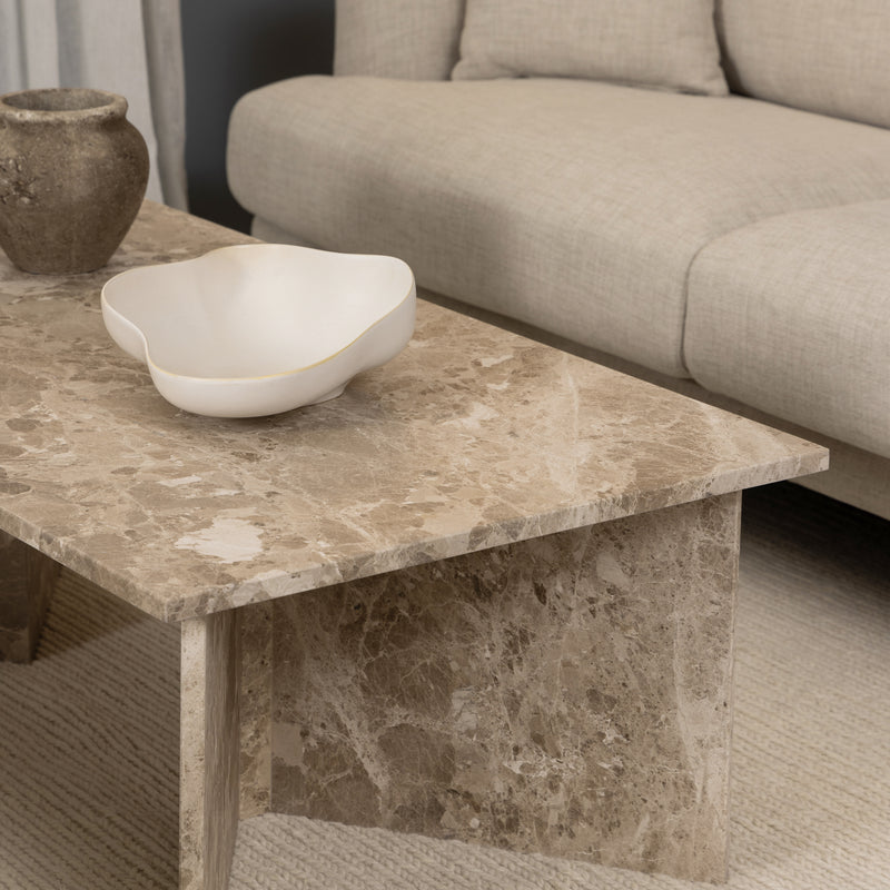 Vega Rectangular Coffee Table with Brown Marble Top 140cm — alternative angle