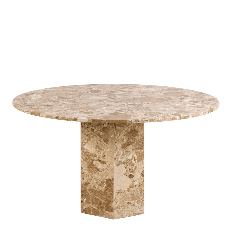 Naxos Round Dining Table in Brown Marble 130cm — side angle
