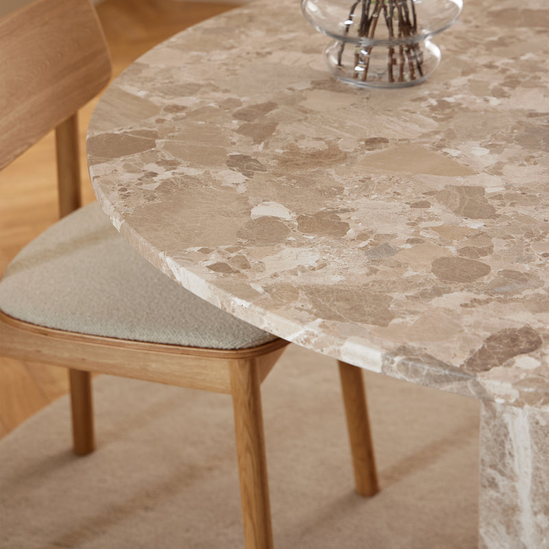 Naxos Round Dining Table in Brown Marble 130cm — alternative angle
