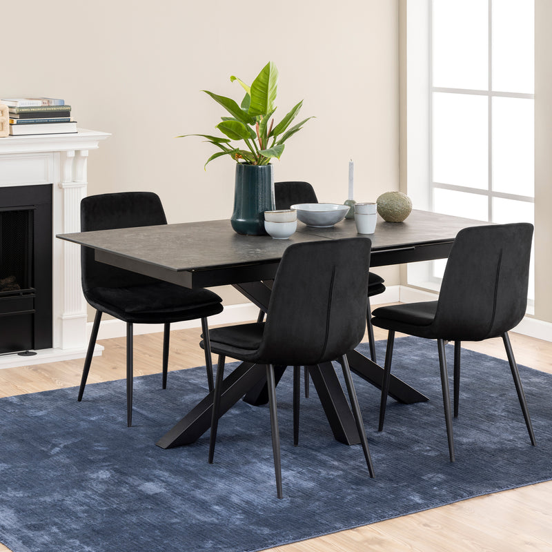 Heaven Extendable Dining Table with Ceramic Black Top 168cm — alternative angle