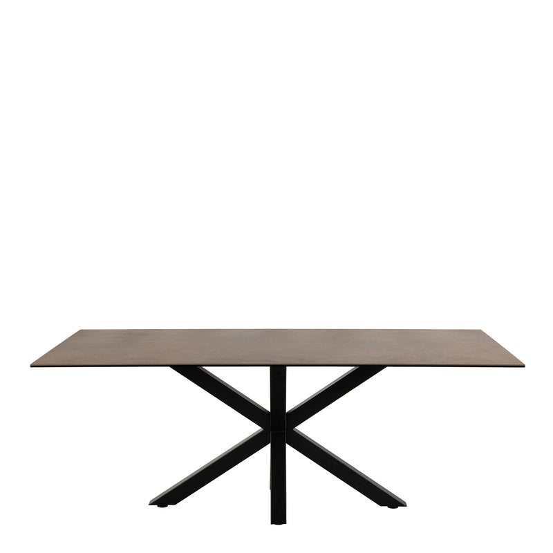 Heaven Dining Table with Ceramic Rusty Brown Top 200cm — side angle