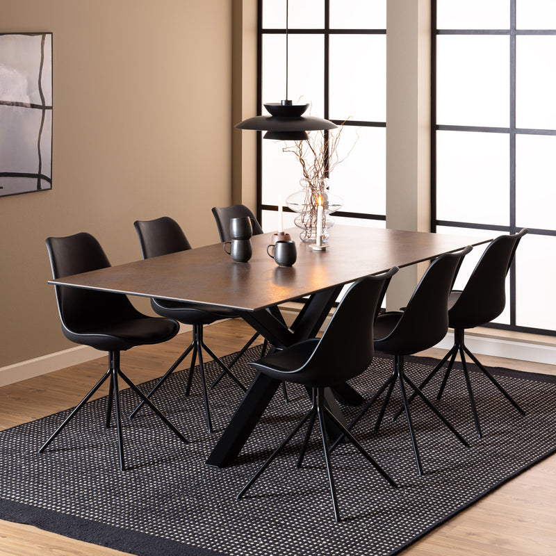 Heaven Dining Table with Ceramic Rusty Brown Top 200cm — detail view