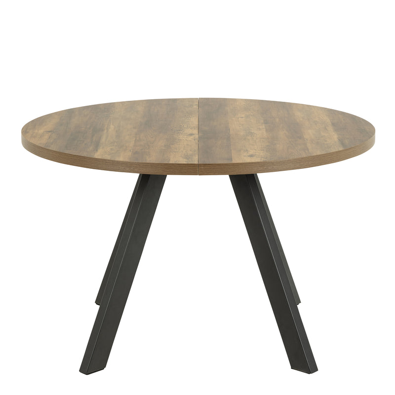 Zalida Extending Round Dining Table in Oak 120 — side angle