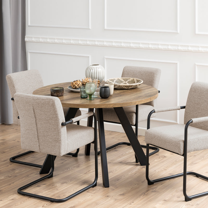 Zalida Extending Round Dining Table in Oak 120 — alternative angle