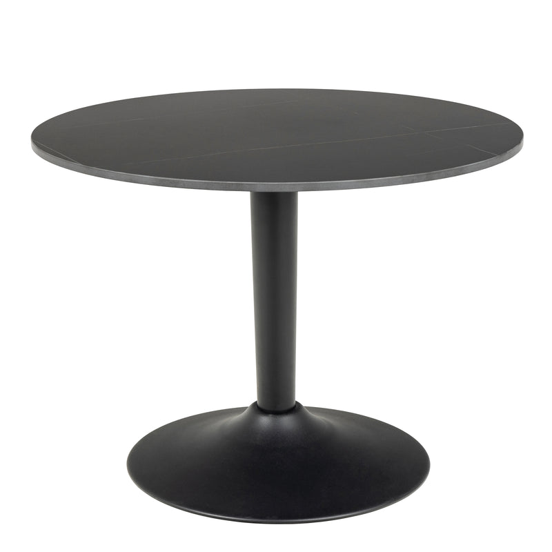 Malta Ceramic Round Coffee Table in Matt black 60x45cm — front view