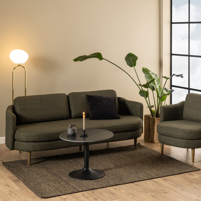 Malta Ceramic Round Coffee Table in Matt black 60x45cm — side angle