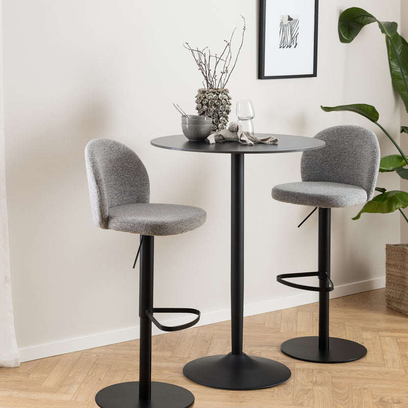 Malta Ceramic Round Bar Table in Matt Black — side angle