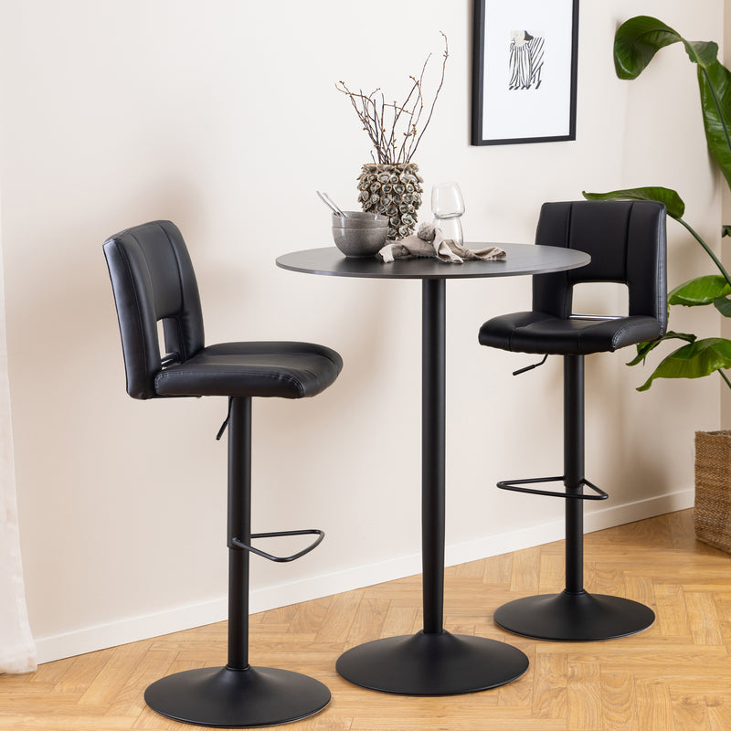 Malta Ceramic Round Bar Table in Matt Black — detail view