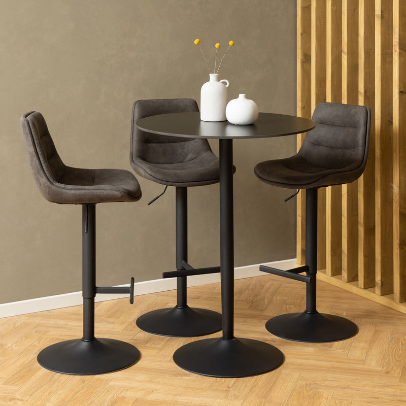Malta Ceramic Round Bar Table in Matt Black — alternative angle