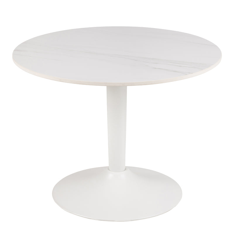 Malta Ceramic Round Coffee Table in White 60x45cm — front view