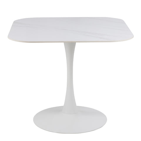 Malta Ceramic Square Dining Table in White — front view
