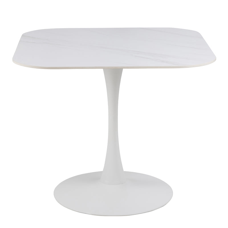 Malta Ceramic Square Dining Table in White — front view