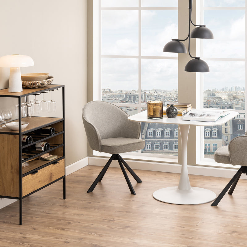 Malta Ceramic Square Dining Table in White — detail view