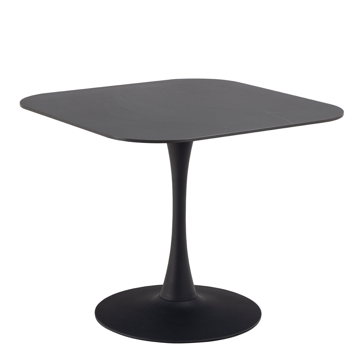 Malta Ceramic Square Dining Table Black — front view