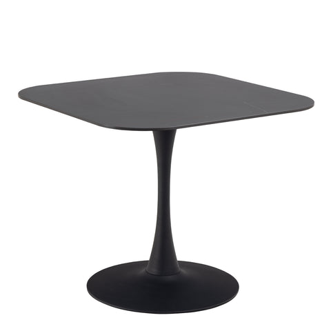 Malta Ceramic Square Dining Table Black — front view