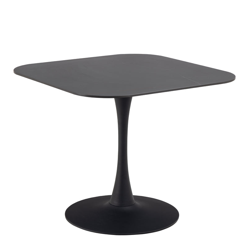 Malta Ceramic Square Dining Table Black — front view