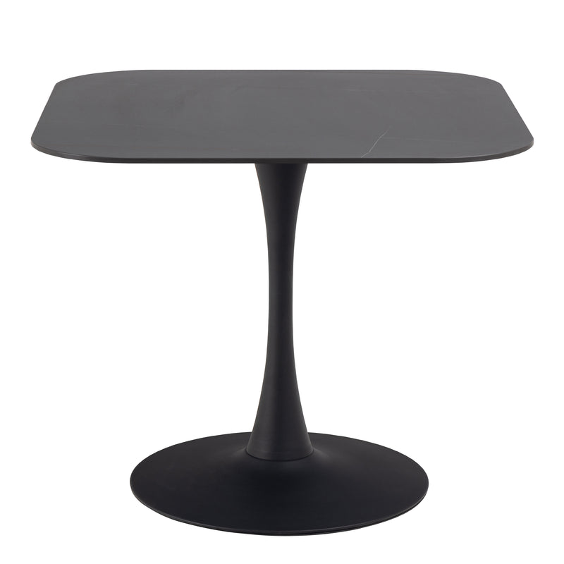 Malta Ceramic Square Dining Table Black — side angle