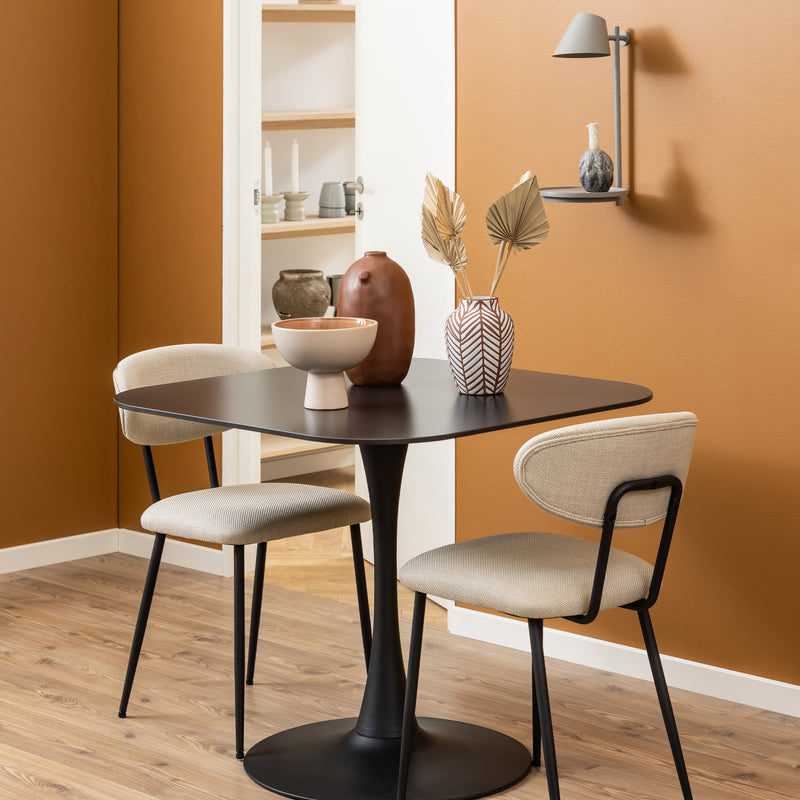 Malta Ceramic Square Dining Table Black — detail view