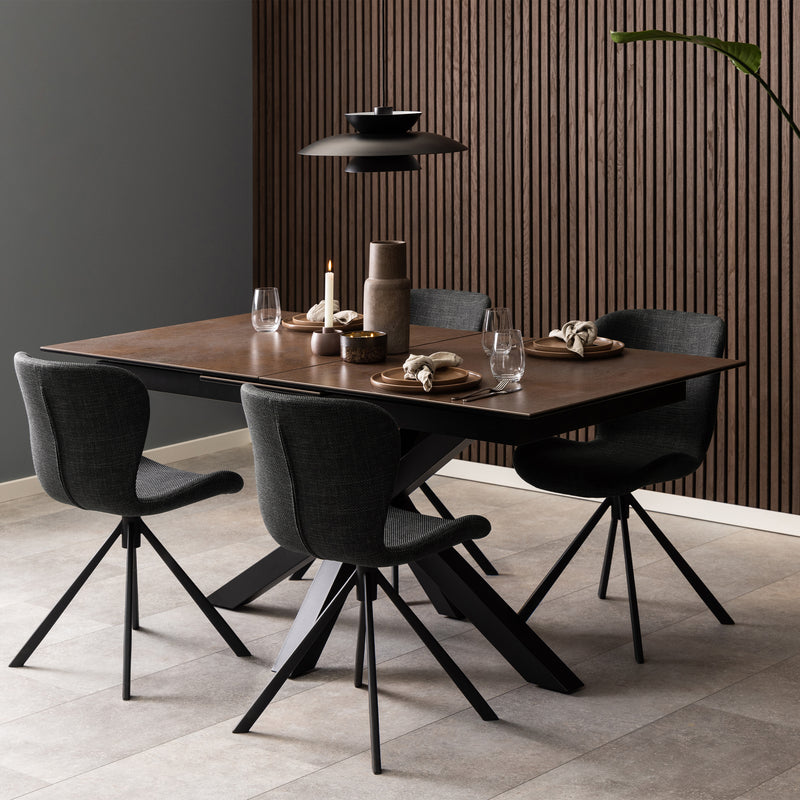 Heaven Extendable Dining Table with Ceramic Rusty Brown Top 168cm — alternative angle