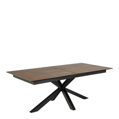 Heaven Extendable Dining Table with Ceramic Rusty Brown Top 200cm — front view