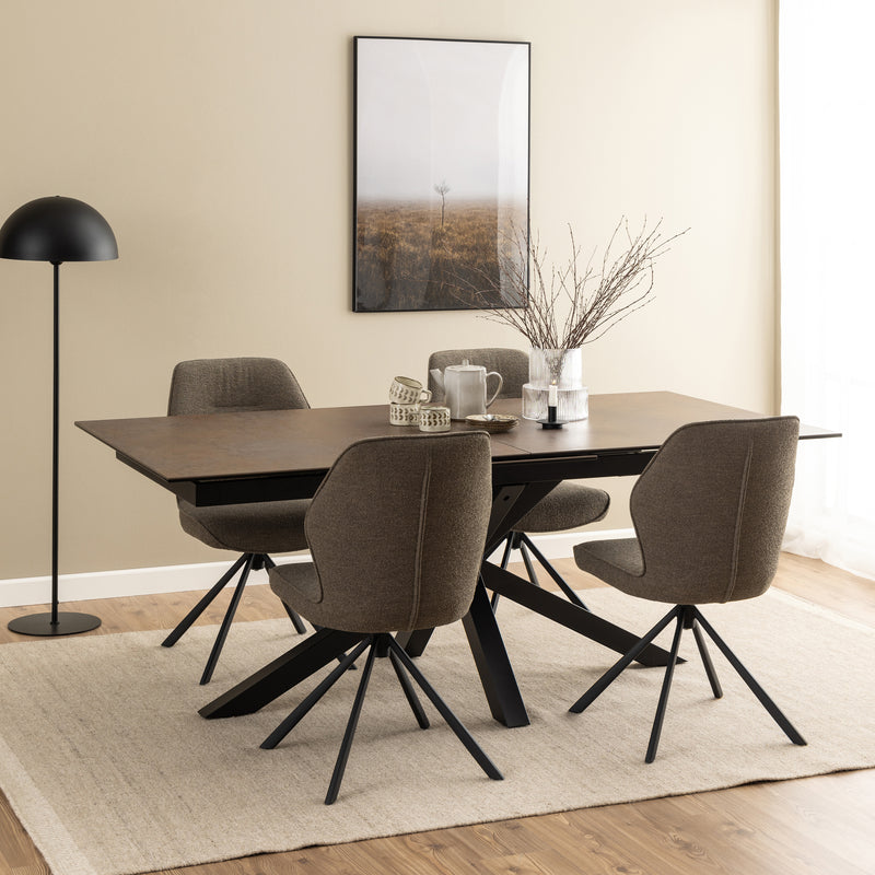 Heaven Extendable Dining Table with Ceramic Rusty Brown Top 200cm — alternative angle