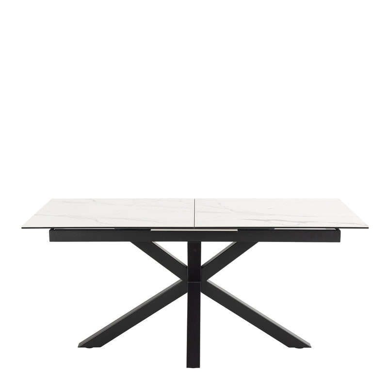 Heaven Extendable Dining Table with Ceramic White Top 168cm — side angle