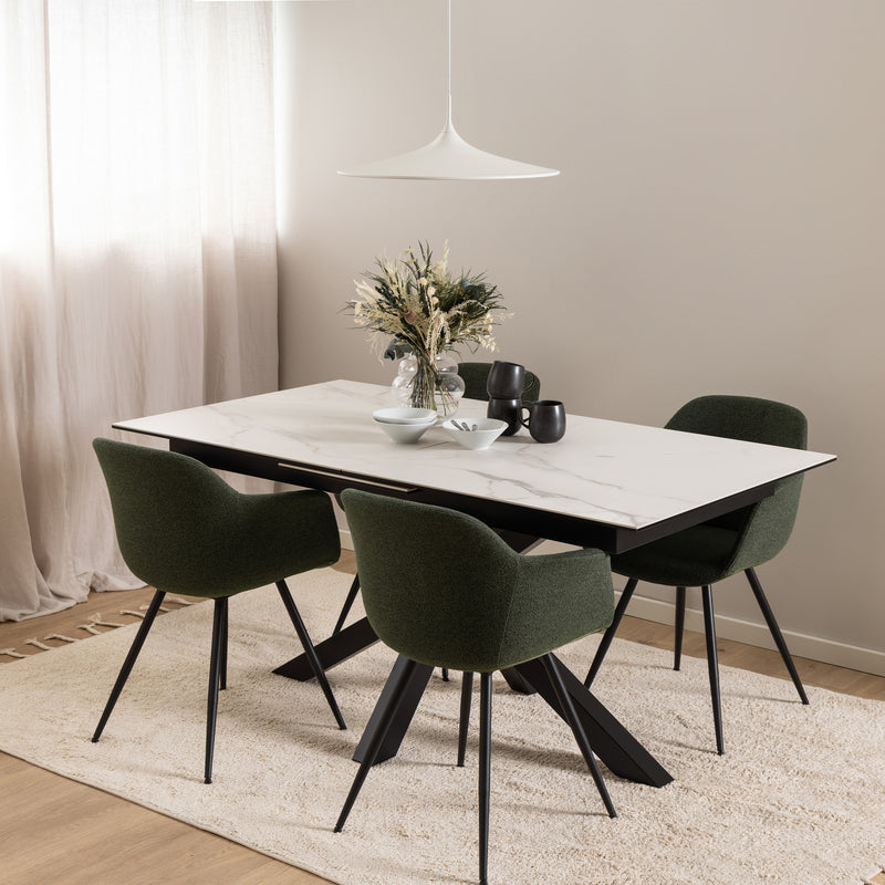 Heaven Extendable Dining Table with Ceramic White Top 168cm — alternative angle
