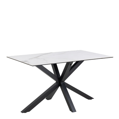 Heaven Dining Table with Ceramic White Top 135cm — front view