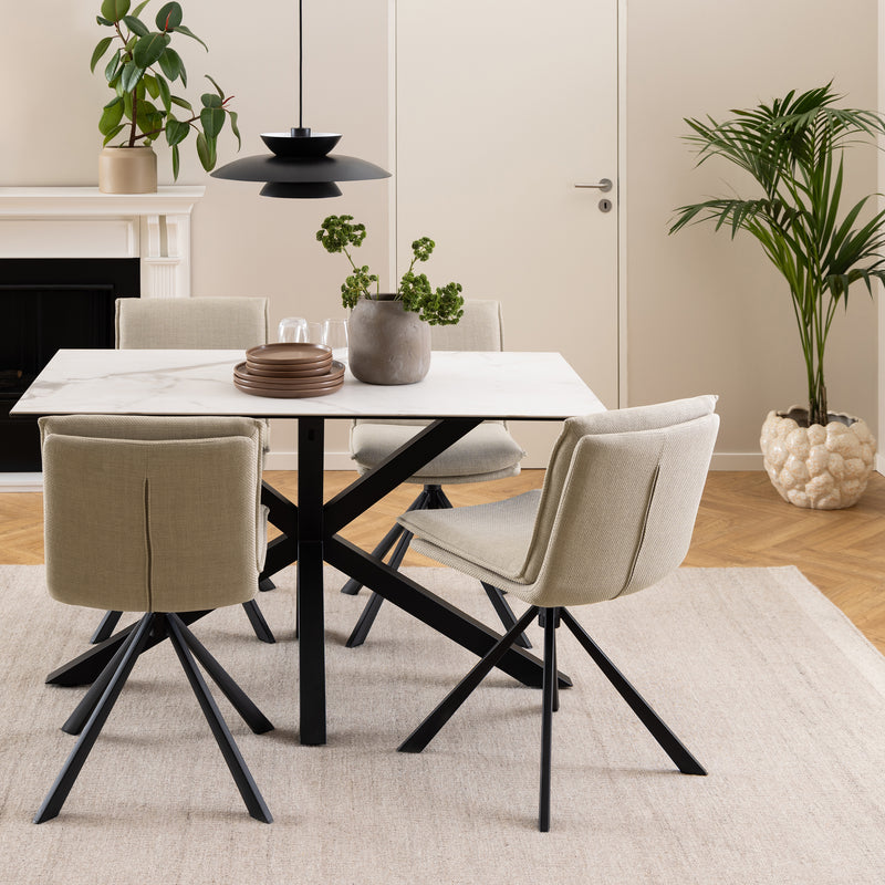 Heaven Dining Table with Ceramic White Top 135cm — detail view