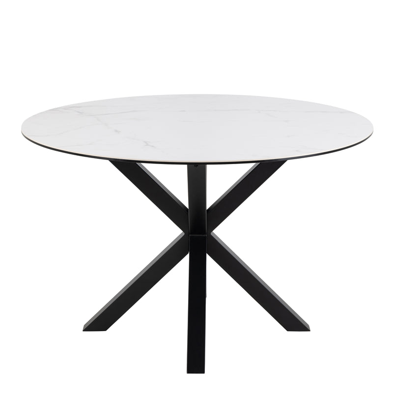 Heaven Round Dining Table with Ceramic White Top — side angle