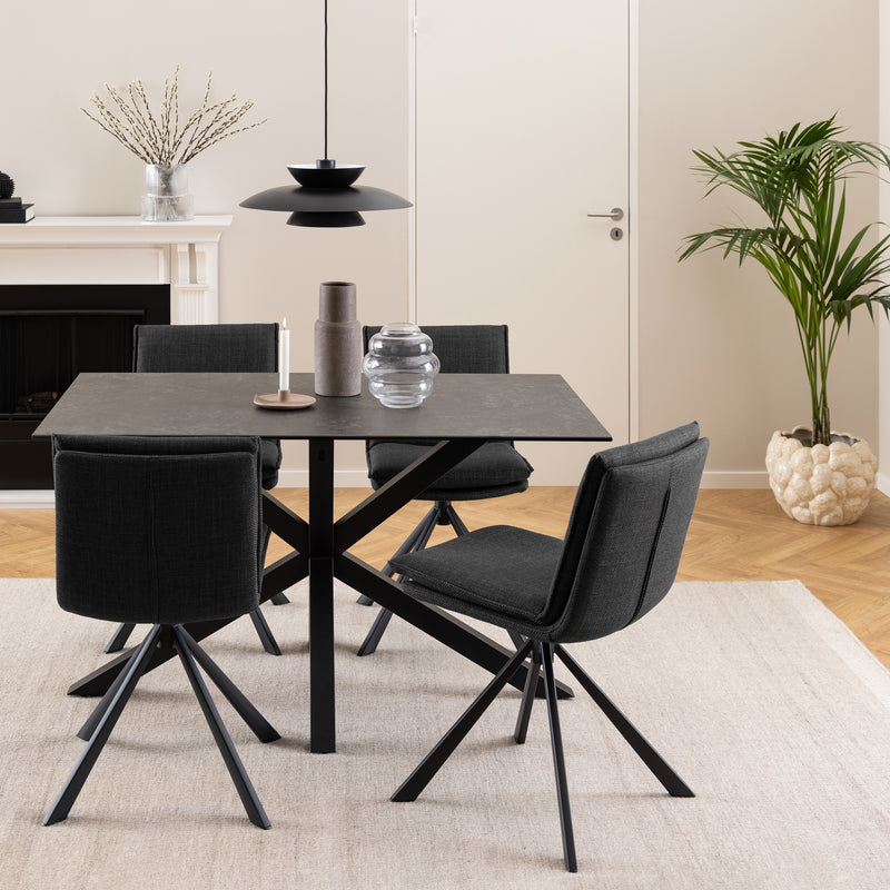 Heaven Dining Table with Ceramic Black Top 135cm — detail view