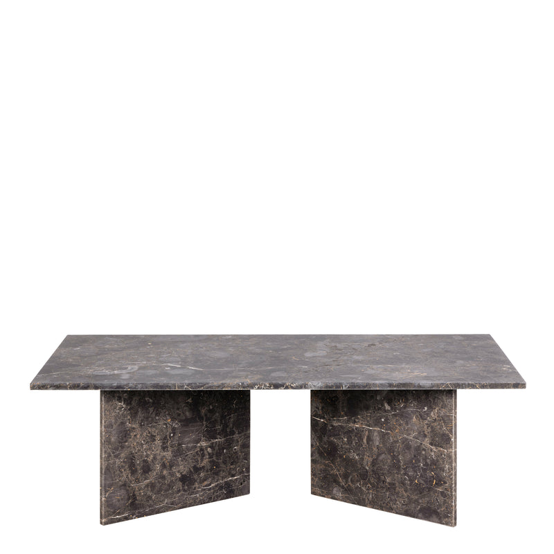 Vega Rectangular Coffee Table with Marron Marble Top 140cm — side angle