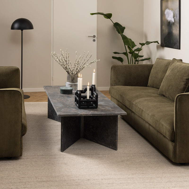 Vega Rectangular Coffee Table with Marron Marble Top 140cm — detail view