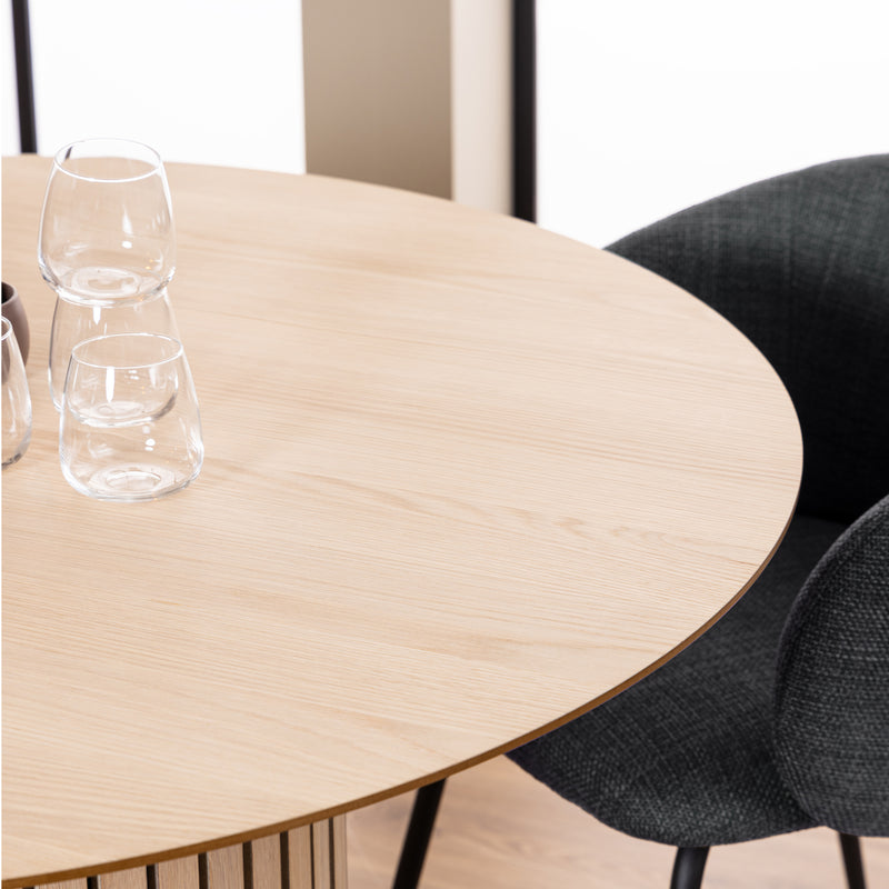 Linley Round Dining Table in White Oak — alternative angle