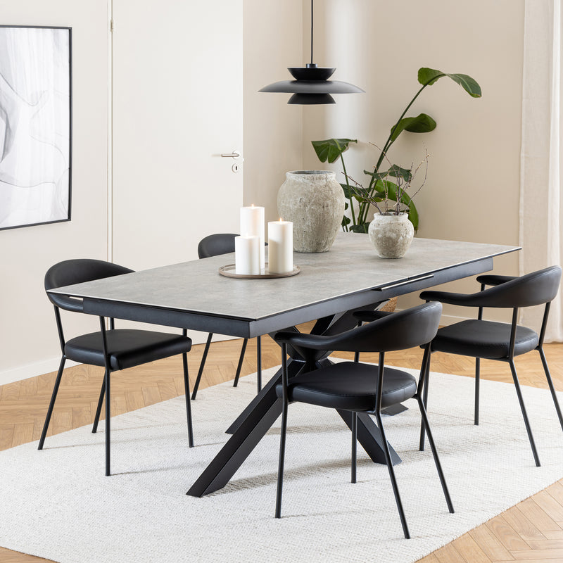 Heaven Extendable Dining Table with Ceramic Grey Top 200cm — alternative angle