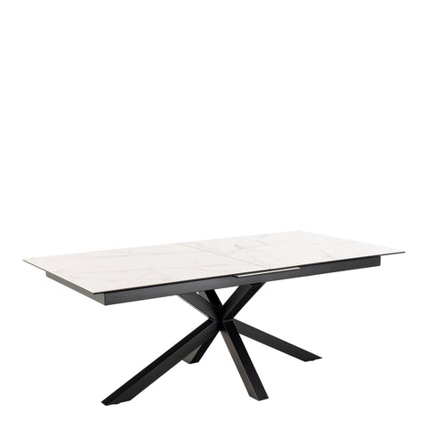 Heaven Extendable Dining Table with Ceramic White Top 200cm — front view