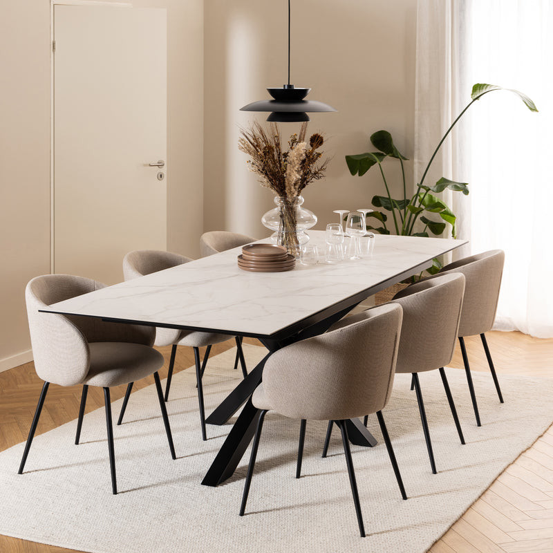 Heaven Extendable Dining Table with Ceramic White Top 200cm — alternative angle