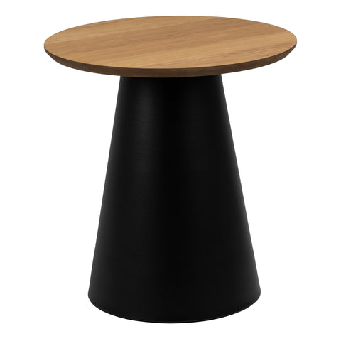 Soli Round Coffee Table in Oak/Black 45x48cm — front view