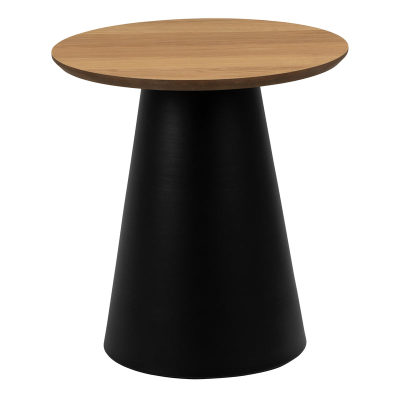 Soli Round Coffee Table in Oak/Black 45x48cm — side angle