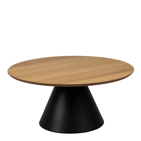 Soli Round Coffee Table in Oak/Black 85x40cm — front view